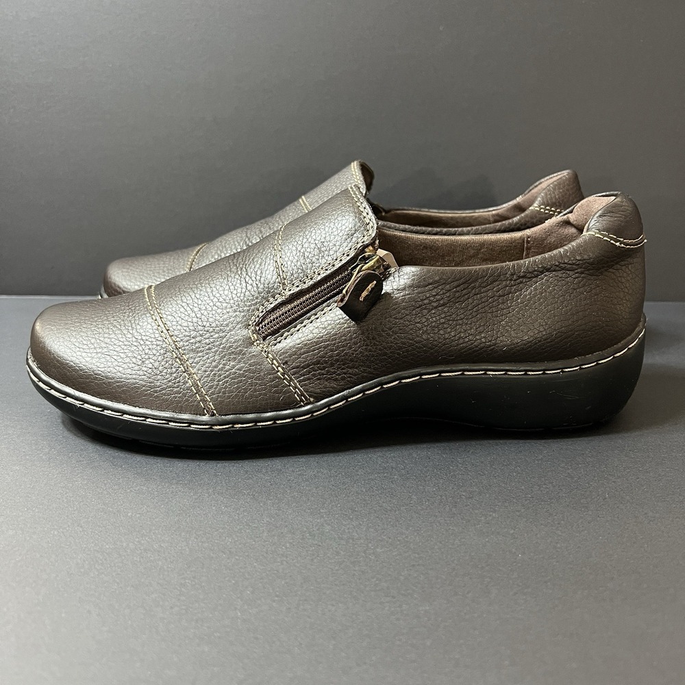Clarks Cora Harbor Women's Size 9 Brown Leather Shoes Side‎ Zip New without Box